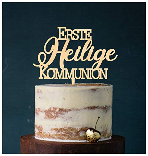 Manschin-Laserdesign Cake Topper Erste Heilige Kommunion,Tortenstecker, Tortenfigur Acryl, Hochzeit Wedding Hochzeitstorte (Holz) Art.Nr. 5090 von Manschin-Laserdesign