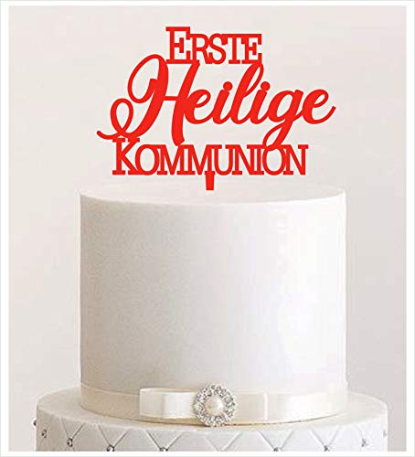 Manschin-Laserdesign Cake Topper Erste Heilige Kommunion,Tortenstecker, Tortenfigur Acryl, Hochzeit Wedding Hochzeitstorte (Rot) von Manschin-Laserdesign