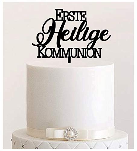 Manschin-Laserdesign Cake Topper Erste Heilige Kommunion,Tortenstecker, Tortenfigur Acryl, Hochzeit Wedding Hochzeitstorte (Schwarz) Art.Nr. 5148 von Manschin-Laserdesign