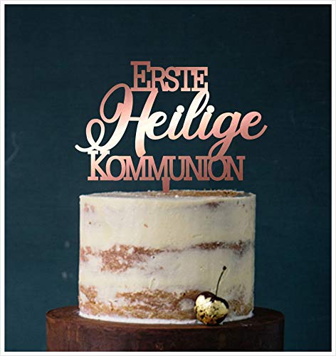 Manschin-Laserdesign Cake Topper Erste Heilige Kommunion,Tortenstecker, Tortenfigur Acryl, Hochzeit Wedding Hochzeitstorte (Spiegel Bronze (Einseitig)) Art.Nr. 5092 von Manschin-Laserdesign