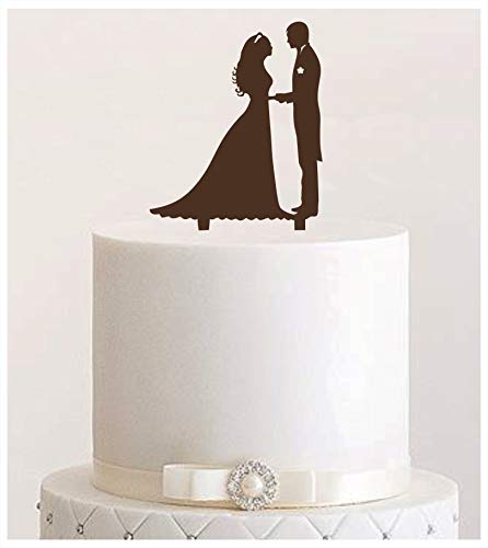 Manschin-Laserdesign Cake Topper Paar,Tortenstecker, Tortenfigur Acryl, Hochzeit Wedding Hochzeitstorte (Braun) von Manschin-Laserdesign