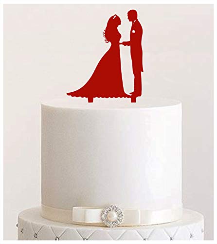 Manschin-Laserdesign Cake Topper Paar,Tortenstecker, Tortenfigur Acryl, Hochzeit Wedding Hochzeitstorte (Dunkelrot) von Manschin-Laserdesign