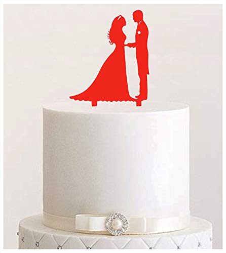 Manschin-Laserdesign Cake Topper Paar,Tortenstecker, Tortenfigur Acryl, Hochzeit Wedding Hochzeitstorte (Rot) von Manschin-Laserdesign
