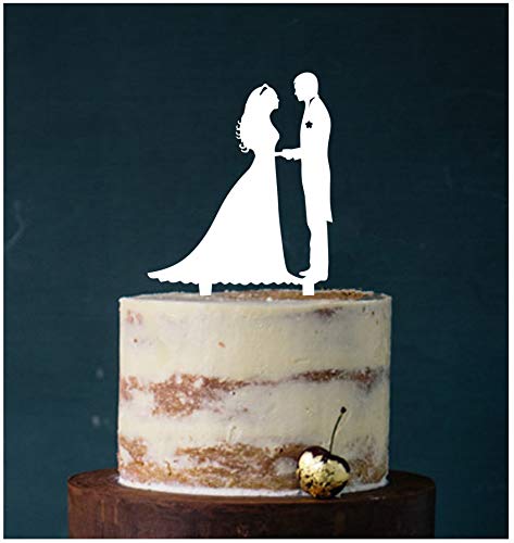 Manschin-Laserdesign Cake Topper Paar,Tortenstecker, Tortenfigur Acryl, Hochzeit Wedding Hochzeitstorte (Weiß) von Manschin-Laserdesign