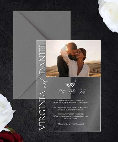 Manschin-Laserdesign Hochzeitseinladungen | Edle Einladungskarten aus Acrylglas für Hochzeit, Geburtstag, Partys - personalisierbar mit Ihrem Wunschtext - mit UV Druck Manschin-Laserdesign Hochzeitseinladungen | Edle Einladungskarten aus Acrylglas für Hochzeit, Geburtstag, Partys - personalisierbar mit Ihrem Wunschtext - mit UV Druck von Manschin-Laserdesign