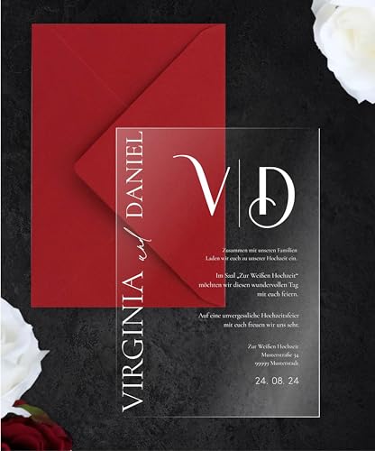 Manschin-Laserdesign Hochzeitseinladungen | Edle Einladungskarten aus Acrylglas für Hochzeit, Geburtstag, Partys - personalisierbar mit Ihrem Wunschtext - mit UV Druck Manschin-Laserdesign Hochzeitseinladungen | Edle Einladungskarten aus Acrylglas für Hochzeit, Geburtstag, Partys - personalisierbar mit Ihrem Wunschtext - mit UV Druck von Manschin-Laserdesign
