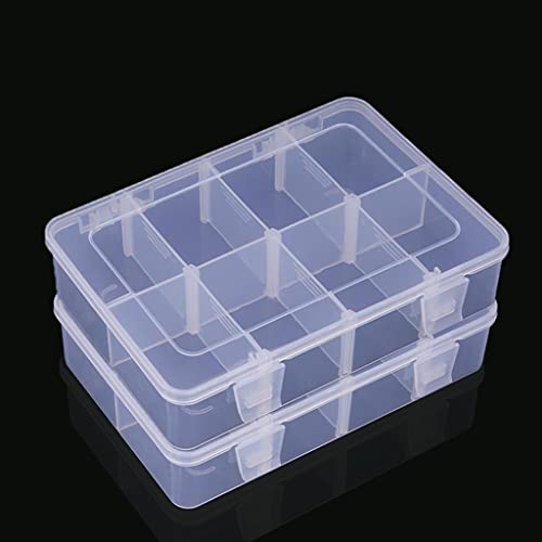 Transparente Organizer-Box mit 8 Fächern, Kunststoff, mit verstellbaren Trennwänden, für Elektronik, Schmuck, Perlen, Kunst, Basteln, Angeln, Kleinteile, 2 Stück Transparente Organizer-Box mit 8 Fächern, Kunststoff, mit verstellbaren Trennwänden, für Elektronik, Schmuck, Perlen, Kunst, Basteln, Angeln, Kleinteile, 2 Stück von Mantain
