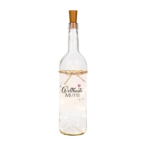 Manufaktur Liebevoll - Dekoratives Flaschenlicht mit passenden Spruch | Geschenkidee für die Familie | Lichterflasche als Geschenk zum Geburtstag (Weltbeste Mutti) von Manufaktur Liebevoll