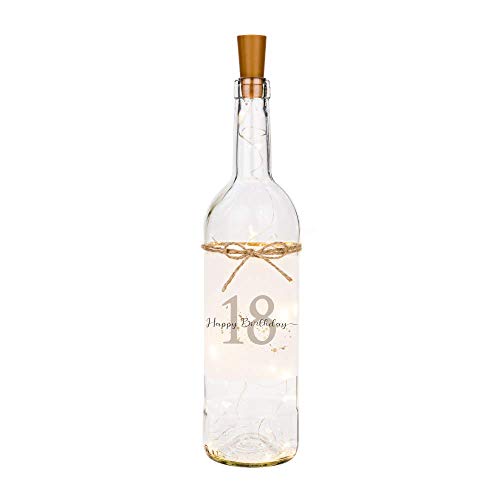 Manufaktur Liebevoll Flaschenlicht Happy Birthday 18 - Persönliches Geschenk zum Geburtstag - Flasche mit stimmungsvoller LED Beleuchtung von Manufaktur Liebevoll