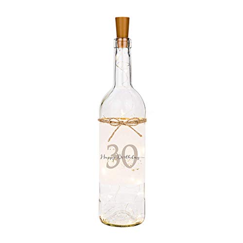 Manufaktur Liebevoll Flaschenlicht Happy Birthday 30 - Persönliches Geschenk zum Geburtstag - Flasche mit stimmungsvoller LED Beleuchtung von Manufaktur Liebevoll