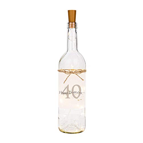 Manufaktur Liebevoll Flaschenlicht Happy Birthday 40 - Persönliches Geschenk zum Geburtstag - Flasche mit stimmungsvoller LED Beleuchtung von Manufaktur Liebevoll