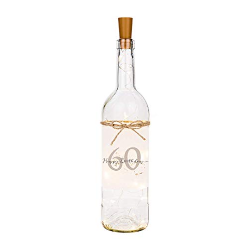 Manufaktur Liebevoll Flaschenlicht Happy Birthday 60 - Persönliches Geschenk zum Geburtstag - Flasche mit stimmungsvoller LED Beleuchtung von Manufaktur Liebevoll