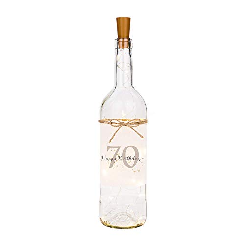 Manufaktur Liebevoll Flaschenlicht Happy Birthday 70 - Persönliches Geschenk zum Geburtstag - Flasche mit stimmungsvoller LED Beleuchtung von Manufaktur Liebevoll