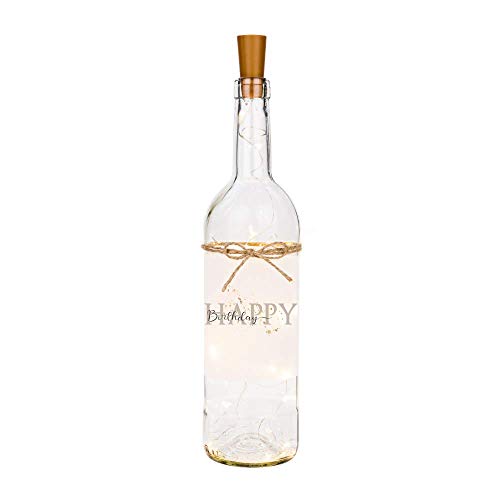 Manufaktur Liebevoll Flaschenlicht Happy Birthday mit Wunschzahl - Persönliches Geschenk zum Geburtstag - Flasche mit LED Beleuchtung von Manufaktur Liebevoll