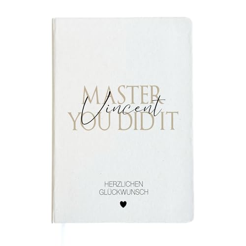 Manufaktur Liebevoll Master Notizbuch mit Namen Abschluss Geschenk DIN A5 Notizheft personalisiert Prüfung bestanden Master Geschenk Frauen Männer Studium Abschluss (Master) von Manufaktur Liebevoll