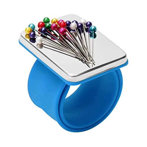 Magnetisches Silikon-Armband,1PCS Armnadelkissen magnetisch,Magnetisch Nadelkissen Armband, quadratisches Nadelkissen mit Silikon-Armband-Armband für DIY-Stickerei-Haarspangen（blau） von MaoNativey