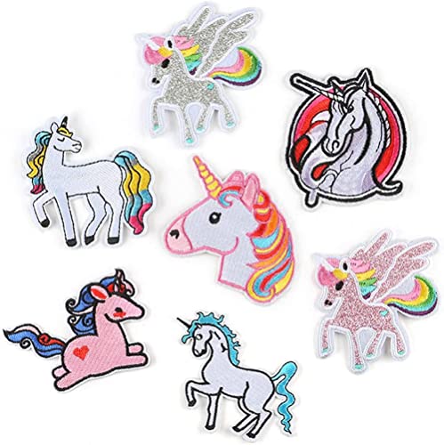 7 Stück Aufbügelflicken Kinder, Einhorn Aufnäher Patches DIY Kleidung Bügel Flicken Bügelbilder Aufnäher,T-Shirt, Jeans, Kleidung, Taschen, Jacken, Hüte. von MaoNativey