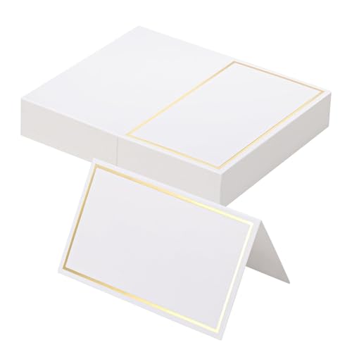 MaoNativey Tischkarten Blanko, 50 Stück Platzkarten, Tischkarten Hochzeit, Namenskarten mit doppelten Goldrand für Reserviersitze, Hochzeit,Party MaoNativey Tischkarten Blanko, 50 Stück Platzkarten, Tischkarten Hochzeit, Namenskarten mit doppelten Goldrand für Reserviersitze, Hochzeit,Party von MaoNativey