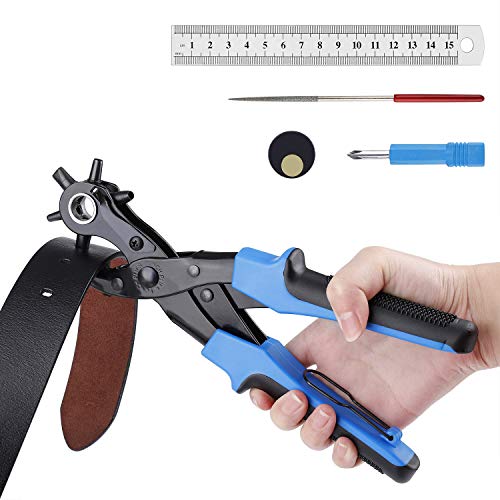 Leder Locher Multi Sized Heavy Duty Revolverlochzange Hebelübersetzung Lochzange Gürtel mit Punch Platten Lineal für Kunsthandwerk Karte Gummi Stoff Pappe von MaoXinTek