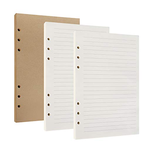 Notizbuch A5 Weiße und Gelbe Leere Nachfüllseiten 6 Löcher Loose Nachfüllpapier Refill Paper Ersatzblätter für Filofax, Notizen, DIY, Journal, Skizze, Malerei, Büro Schule 80 Blätter (3 Packung) von MaoXinTek