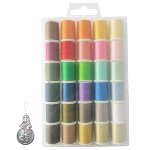 Handliche Polyester-Nähgarne in 30 Farben, buntes Polyestergarn, 45 m pro Rolle, langlebig und reichlich Zubehör für Ihre Nähbedürfnisse Handliche Polyester-Nähgarne in 30 Farben, buntes Polyestergarn, 45 m pro Rolle, langlebig und reichlich Zubehör für Ihre Nähbedürfnisse von Maobeez