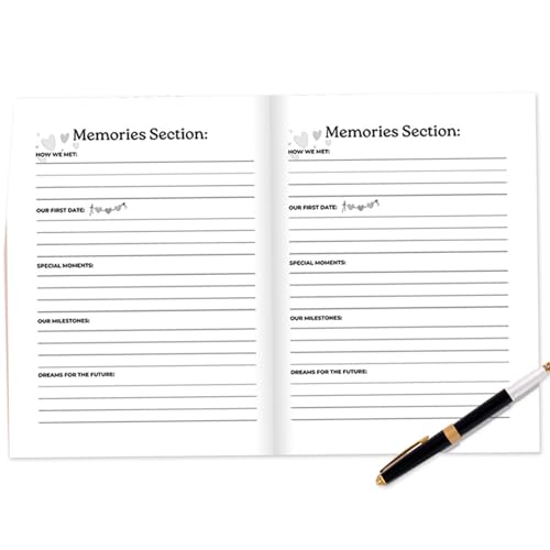 Maodom Erinnerungsbuch für Paare, Hochzeitsalbum Mit 58 Seiten, Notizbuch Zubehör Für Hochzeit Reisen Valentinstag Flitterwochen Themenmomente von Maodom