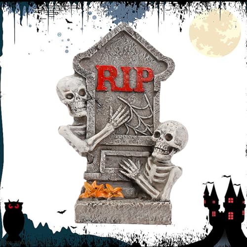 Maodom Miniatur-Grabsteine Skulptur | Horror Miniatur-Grabsteine Figur,Handgeschnitzte Gruselige Schädelszene Deko Party Deko Für Zuhause Foto-Hintergrund von Maodom