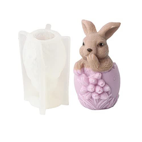 Maodom Silikonform Osterhase 3D,Ostern Kaninchen Kerzen Gießformen,DIY Kreative Silikonform Für Kerzenherstellung,Schokoladenkuche Dekoration（1/3 Stück） von Maodom