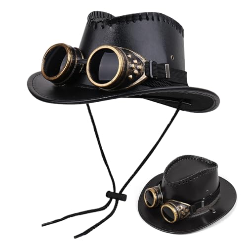 Maodom Steampunk Hut Herren | Westernhut | Verkleidungsaccessoires mit Schutzbrillendekor für Maskenball Partys Cosplay Theaterauftritte von Maodom