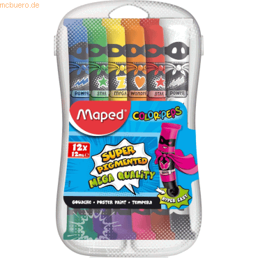 10 x Maped Malfarbe Gouache 12ml VE=12 Farben Kunststoffbox von Maped