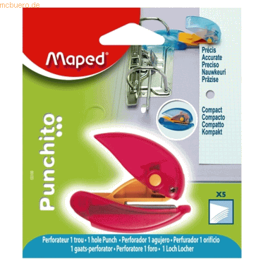 20 x Maped Locher Punchito 1 Loch für 5 Blatt Blisterverpackung von Maped