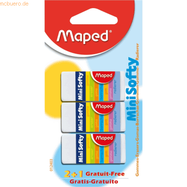30 x Maped Radierer Mini Softy Plastik 18x12,5x39mm VE=3 Stück Blister 30 x Maped Radierer Mini Softy Plastik 18x12,5x39mm VE=3 Stück Blister von Maped