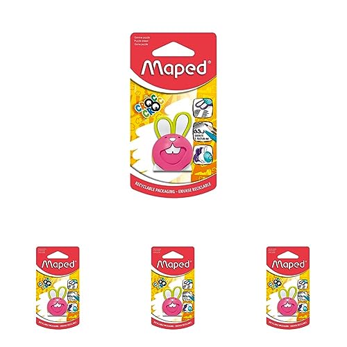 Maped 15801 - Radierer CROC CROC Hase - grün/türkis, türkis/lila, pink/grün,1x Radierer (Packung mit 4) von Maped