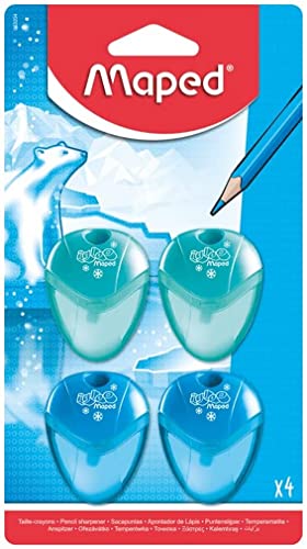 Maped - 4 Stück Igloo Bleistiftspitzer – 1 Loch mit transparentem Tank – Bleistiftspitzer für Kinder – Ergonomisch und kompakt – 2 Blau & 2 Grün 32105 Maped - 4 Stück Igloo Bleistiftspitzer – 1 Loch mit transparentem Tank – Bleistiftspitzer für Kinder – Ergonomisch und kompakt – 2 Blau & 2 Grün 32105 von Maped
