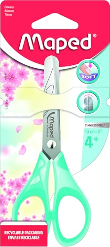 Maped 464411 - Schul- und Bastel-Schere ESSENTIALS SOFT PASTELL 13 cm, abgerundete Klingen - rose, hellblau, flieder sortiert von Maped