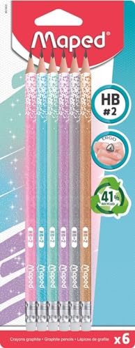 Maped - 6x ergonomischer Drei-Kant-Bleistift BLACK'PEPS mit Glitzer-Schaft- HB mittel, 1 stück (6er Pack) Maped - 6x ergonomischer Drei-Kant-Bleistift BLACK'PEPS mit Glitzer-Schaft- HB mittel, 1 stück (6er Pack) von Maped