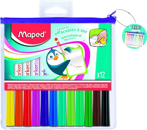 Maped 741817 Whiteboard-Marker Marker'Peps,12er Reiáverschluátasche von Maped