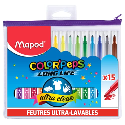 Maped 845015 Filzstifte in 15 Federmäppchen Kunststoff von Maped