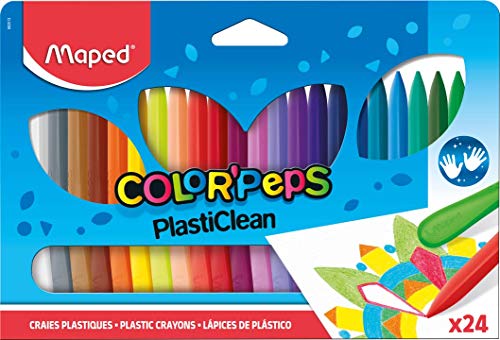 Maped 862013 Wachsmalststift Color'Peps PlastiClean, 24er Etui von Maped