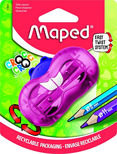 Maped - Anspitzer CROC CROC TWIST Bieber - 2 Stiftgrößen - mit Auffangdose - zufällige Farbauswahl von Maped