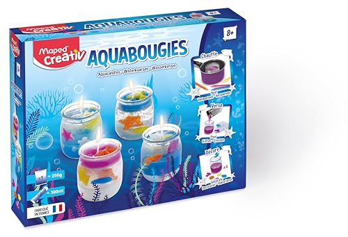 JOUSTRA Set Aquabougies – Set zum Herstellen von Kerzen aus Wachs und Gel – hergestellt in Frankreich – kreative Freizeit für Kinder ab 8 Jahren von Maped