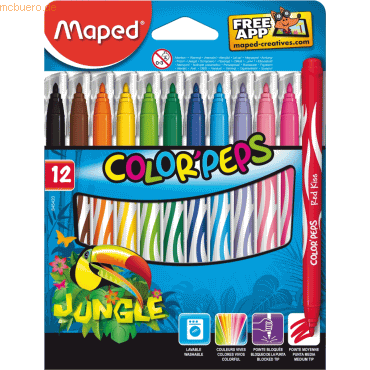Maped Filzstift Color'Peps Jungle 2,8mm farbig sortiert VE=12 Stück Bl von Maped