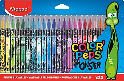 Maped - Filzstifte, Fasermaler COLOR'PEPS MONSTER mit mittlerer Spitze - x24 Stifte von Maped