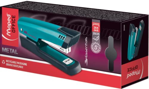 Maped - Hefter ESSENTIALS DECO 24-26/6 - für 20/25 Blätter - Glanzlack-Oberfläche im trendigen Türkis - Mechanik & Führungselemente 100% aus Metall - 2 Heftungsarten: geschlossen und genagelt Maped - Hefter ESSENTIALS DECO 24-26/6 - für 20/25 Blätter - Glanzlack-Oberfläche im trendigen Türkis - Mechanik & Führungselemente 100% aus Metall - 2 Heftungsarten: geschlossen und genagelt von Maped