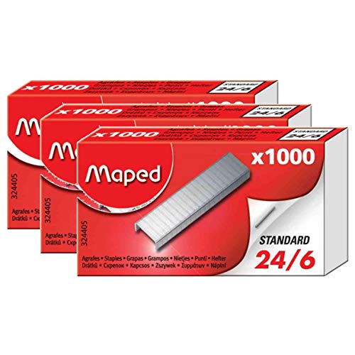 Maped Heftklammern, 24/6, verzinkt, 3 Packungen mit je 1000 Stück Maped Heftklammern, 24/6, verzinkt, 3 Packungen mit je 1000 Stück von Maped