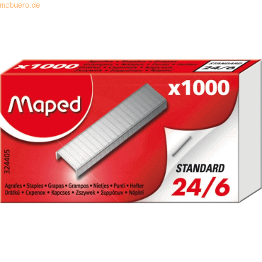 Maped Heftklammern Standard 24/6 galvanisierter Stahl VE=1000 Stück von Maped