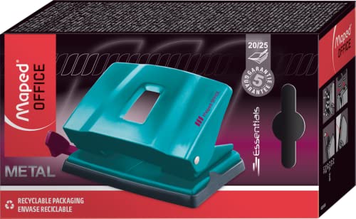 Maped - Locher ESSENTIALS DECO 20/25 Blatt - für 20/25 Blätter - Glanzlack-Oberfläche im trendigen Türkis - Mechanik & Führungselemente 100% aus Metall - Lochabstand 8 cm - für alle Papierformate Maped - Locher ESSENTIALS DECO 20/25 Blatt - für 20/25 Blätter - Glanzlack-Oberfläche im trendigen Türkis - Mechanik & Führungselemente 100% aus Metall - Lochabstand 8 cm - für alle Papierformate von Maped