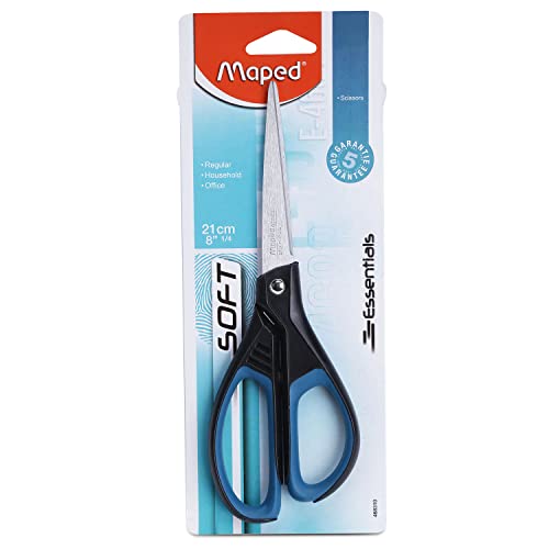 Maped M468310 - Schere Essentials Soft asymmetrisch, 21 cm, schwarz/blau von Maped