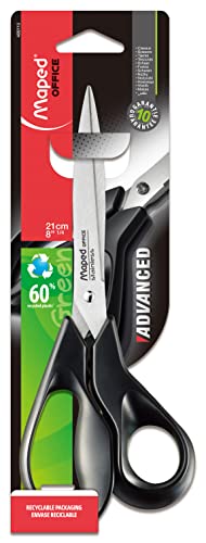 Maped M499110 - Schere Advanced Greenlogic asymmetrisch, 21 cm, schwarz von Maped