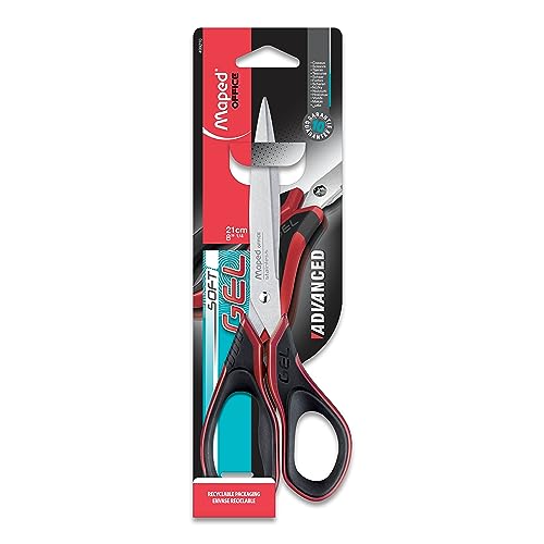 Maped M499210 - Schere Advanced Gel asymmetrisch, 21 cm, schwarz/rot von Maped